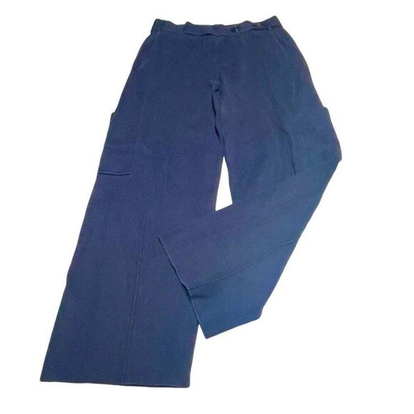 Naadam Navy Utility Cashmere Blend Wide Leg Cropped Pants - Picture 2 of 8